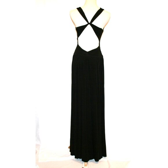 BCBG Maxazria Black Open Cross Back Floor Length Gown Small - Picture 10 of 12